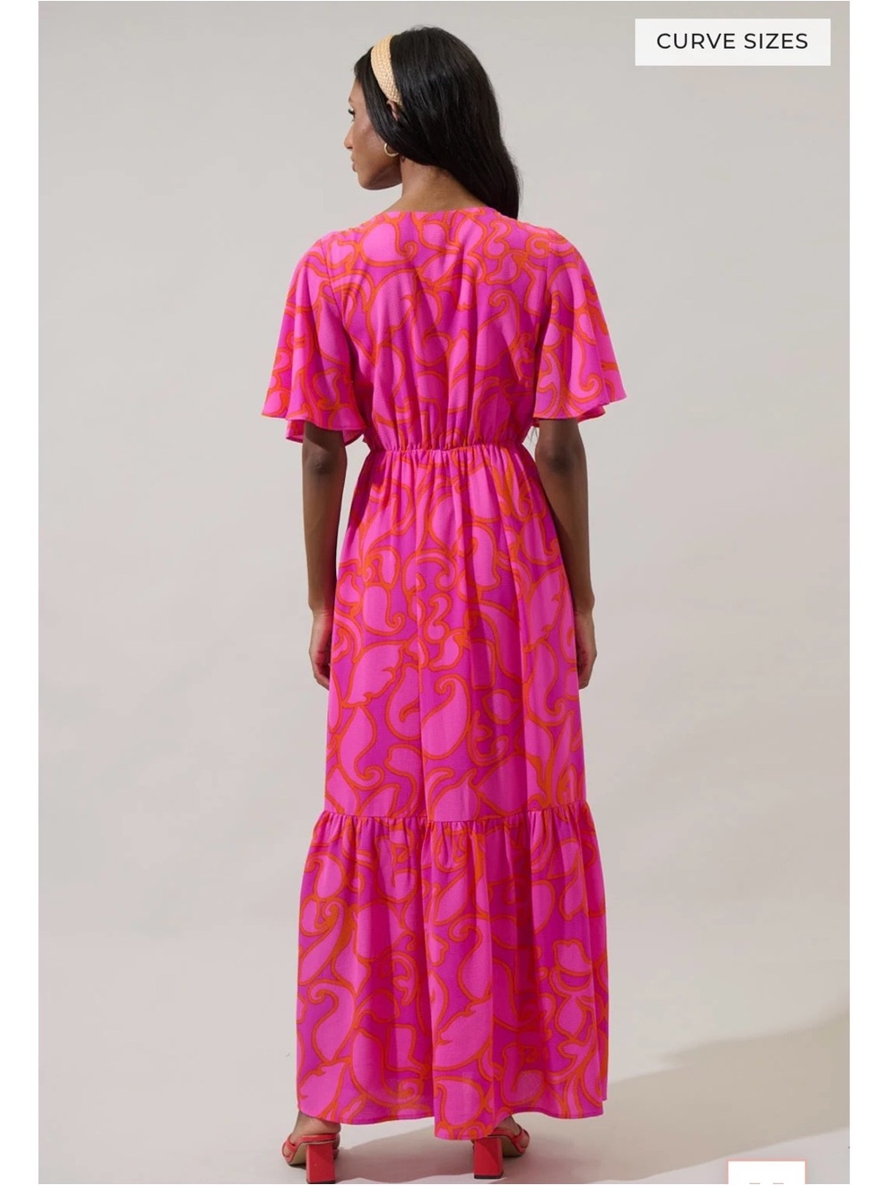 Sugarlips Pink and Orange Swirl Maxi Dress